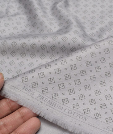 Canetti Italy  Premium Cotton Printed Shirting Fabric (Light Grey)