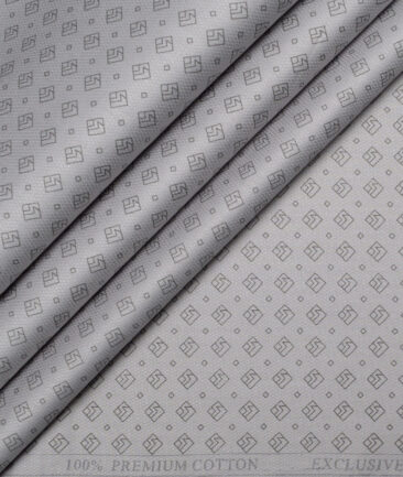 Canetti Italy  Premium Cotton Printed Shirting Fabric (Light Grey)