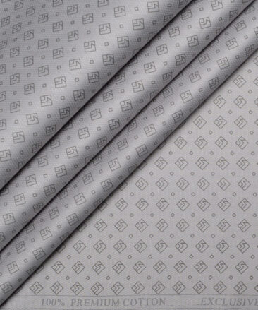 Canetti Italy  Premium Cotton Printed Shirting Fabric (Light Grey)