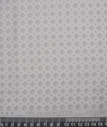 Canetti Italy  Premium Cotton Printed Shirting Fabric (Light Grey)
