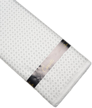 Canetti Italy  Premium Cotton Printed Shirting Fabric (White & Grey)