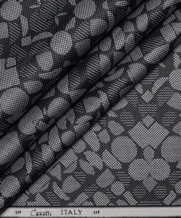 Canetti Italy  Superfine Cotton Printed Shirting Fabric (Black & White)