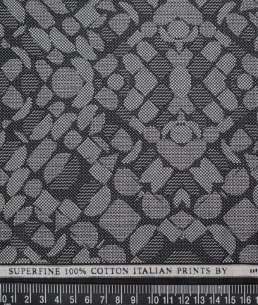 Canetti Italy  Superfine Cotton Printed Shirting Fabric (Black & White)