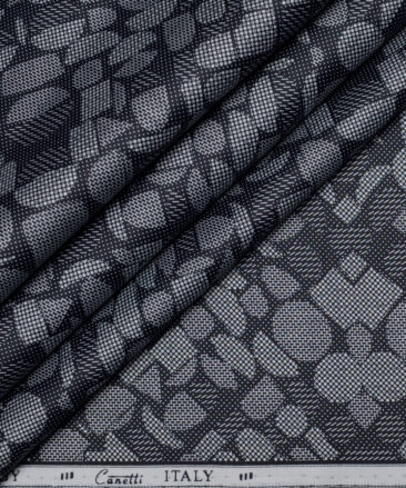 Canetti Italy  Superfine Cotton Printed Shirting Fabric (Dark Navy Blue)