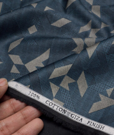 Canetti Italy  Premium Cotton Printed Shirting Fabric (Peacock Blue)