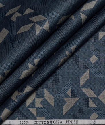 Canetti Italy  Premium Cotton Printed Shirting Fabric (Peacock Blue)