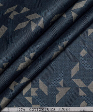 Canetti Italy  Premium Cotton Printed Shirting Fabric (Peacock Blue)