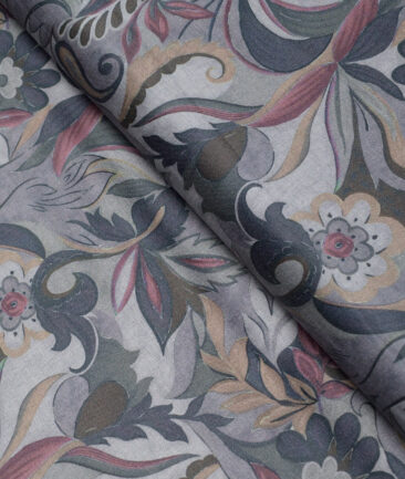 Canetti Italy  Superfine Cotton Printed Shirting Fabric (Grey)