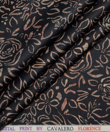 Cavalero Italy  Superfine Cotton Printed Shirting Fabric (Black & Brown)