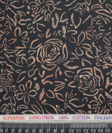 Cavalero Italy  Superfine Cotton Printed Shirting Fabric (Black & Brown)