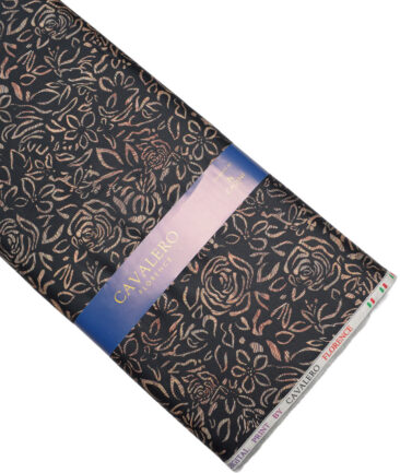Cavalero Italy  Superfine Cotton Printed Shirting Fabric (Black & Brown)