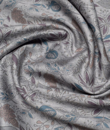 Cavalero Italy  Superfine Cotton Printed Shirting Fabric (Light Grey)
