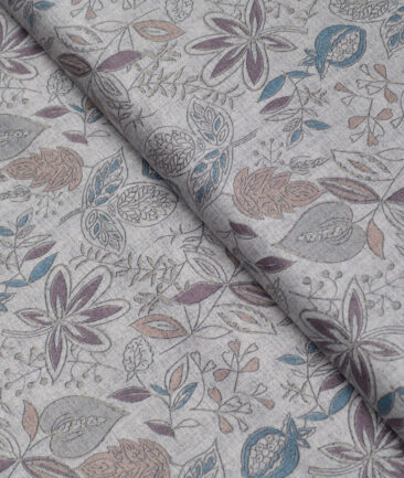 Cavalero Italy  Superfine Cotton Printed Shirting Fabric (Light Grey)