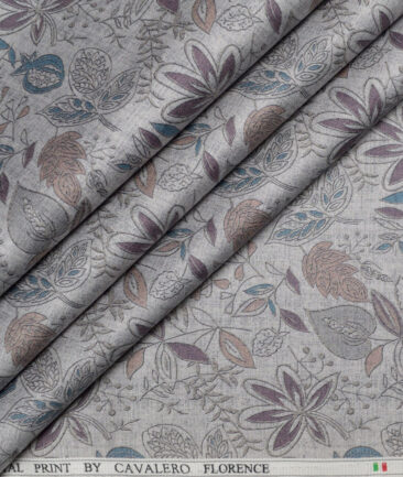 Cavalero Italy  Superfine Cotton Printed Shirting Fabric (Light Grey)