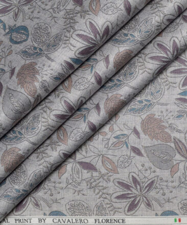 Cavalero Italy  Superfine Cotton Printed Shirting Fabric (Light Grey)