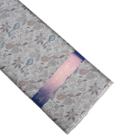 Cavalero Italy  Superfine Cotton Printed Shirting Fabric (Light Grey)