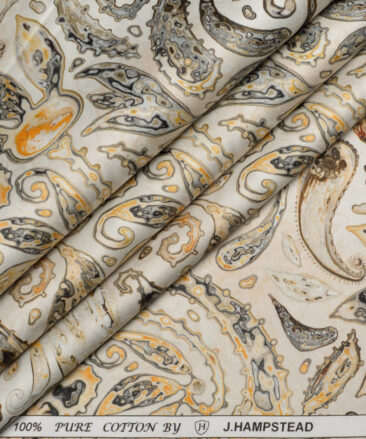 J.Hampstead  Pure Cotton Printed Shirting Fabric (Beige)