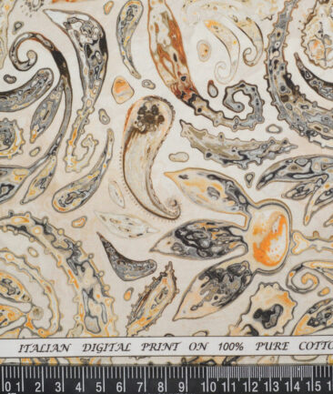 J.Hampstead  Pure Cotton Printed Shirting Fabric (Beige)