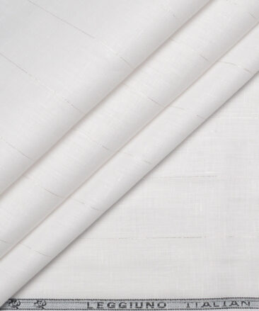 Leggiuno italy 60 LEA Italian Linen Striped Shirting Fabric (White)