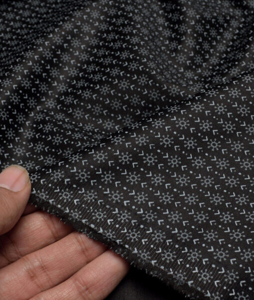 Monza  Luxury Cotton Printed Shirting Fabric (Black & Grey)