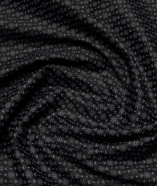Monza  Luxury Cotton Printed Shirting Fabric (Black & Grey)