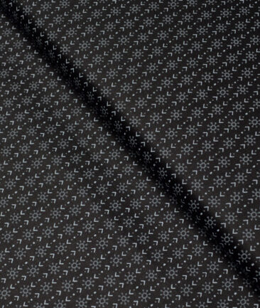 Monza  Luxury Cotton Printed Shirting Fabric (Black & Grey)
