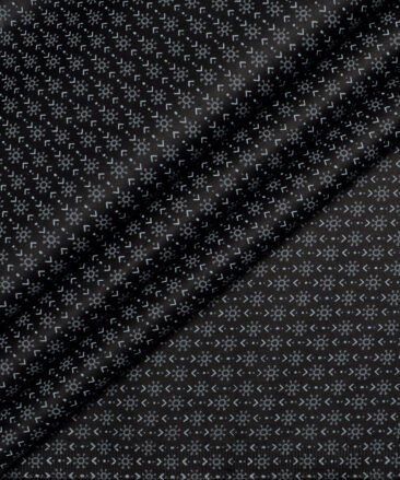 Monza  Luxury Cotton Printed Shirting Fabric (Black & Grey)