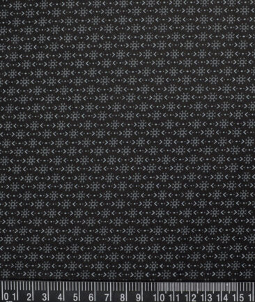 Monza  Luxury Cotton Printed Shirting Fabric (Black & Grey)