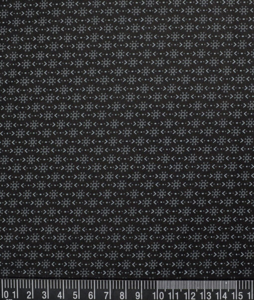 Monza  Luxury Cotton Printed Shirting Fabric (Black & Grey)