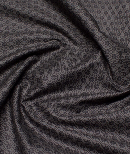 Monza  Luxury Cotton Printed Shirting Fabric (Brown)