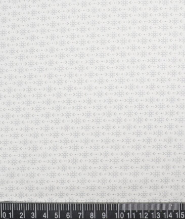 Monza  Luxury Cotton Printed Shirting Fabric (White & Grey)