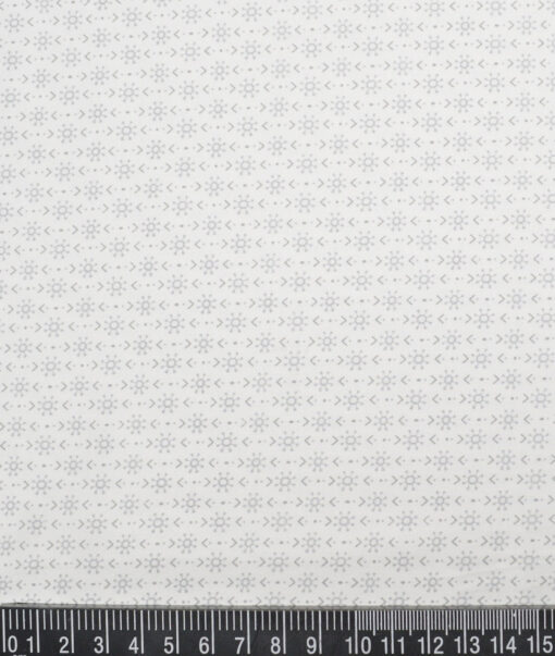Monza  Luxury Cotton Printed Shirting Fabric (White & Grey)