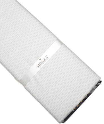 Monza  Luxury Cotton Printed Shirting Fabric (White & Grey)