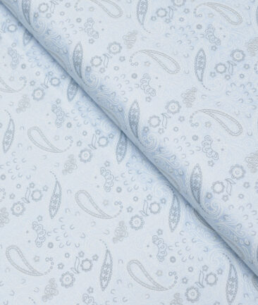 Monza  Luxury Cotton Printed Shirting Fabric (Sky Blue)