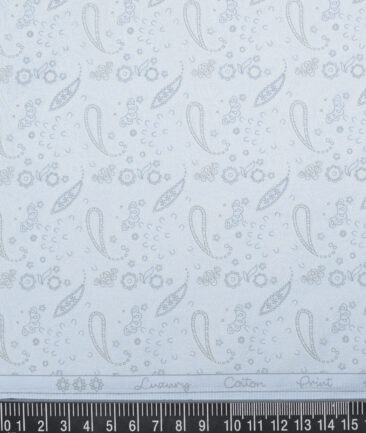 Monza  Luxury Cotton Printed Shirting Fabric (Sky Blue)