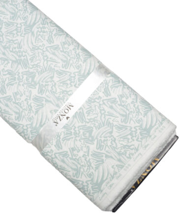 Monza  Luxury Cotton Printed Shirting Fabric (White & Green)