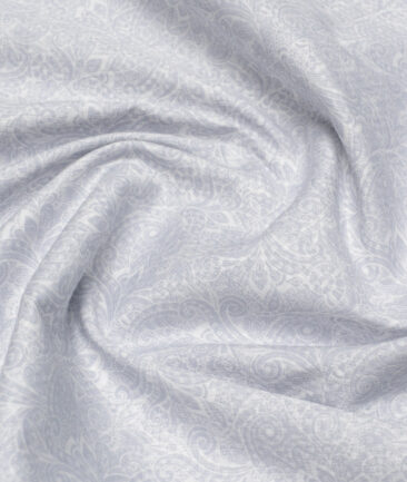 Monza  Luxury Cotton Printed Shirting Fabric (White & Grey)