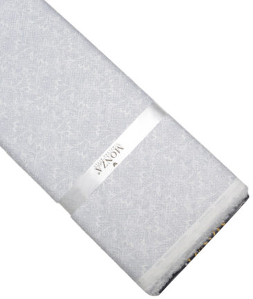 Monza  Luxury Cotton Printed Shirting Fabric (White & Grey)