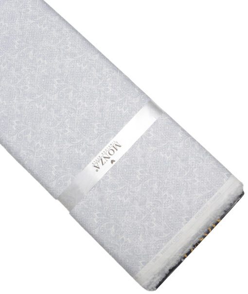 Monza  Luxury Cotton Printed Shirting Fabric (White & Grey)