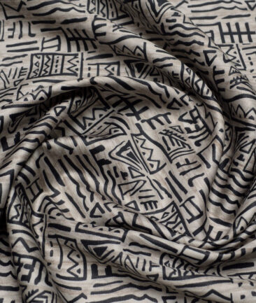 Monza  Premium Cotton Printed Shirting Fabric (Light Brown)