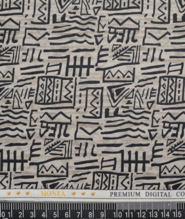 Monza  Premium Cotton Printed Shirting Fabric (Light Brown)