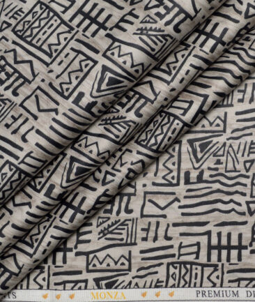 Monza  Premium Cotton Printed Shirting Fabric (Light Brown)