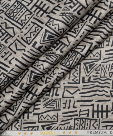 Monza  Premium Cotton Printed Shirting Fabric (Light Brown)