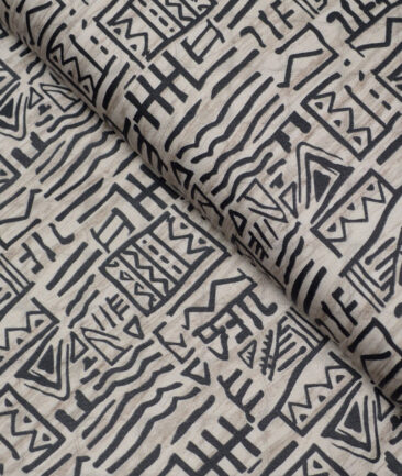 Monza  Premium Cotton Printed Shirting Fabric (Light Brown)