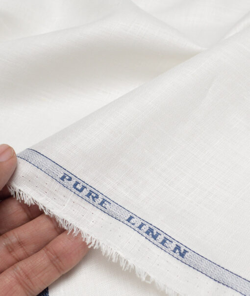 Raymond 60 LEA Pure Linen Solids Shirting Fabric (White)