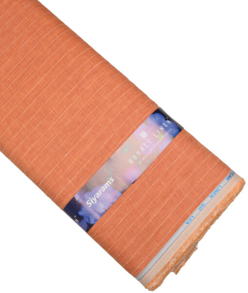 Siyaram's 60 LEA European Linen Striped Shirting Fabric (Blazer Orange)