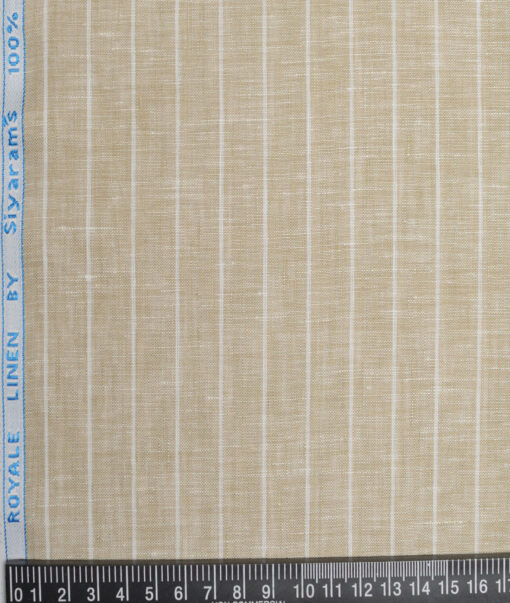 Siyaram's 60 LEA Pure Linen Striped Shirting Fabric (Natural Beige)