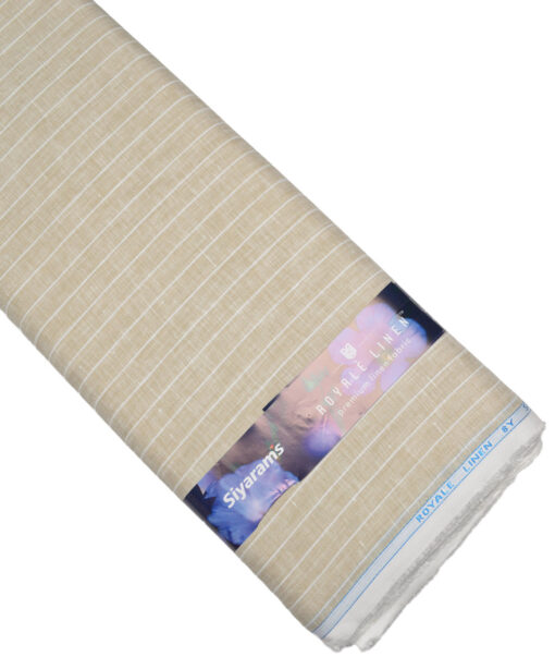 Siyaram's 60 LEA Pure Linen Striped Shirting Fabric (Natural Beige)