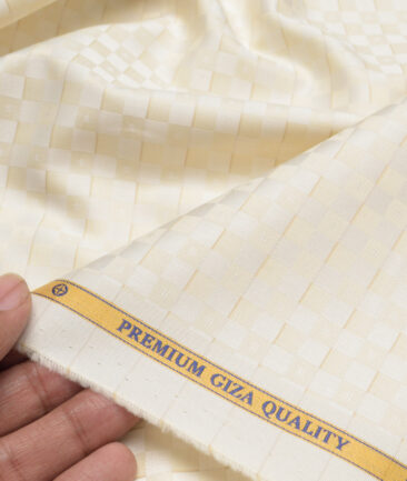 Soktas  Giza Cotton Self Design Shirting Fabric (Cream)