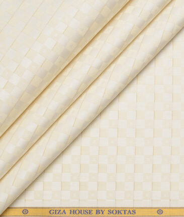 Soktas  Giza Cotton Self Design Shirting Fabric (Cream)